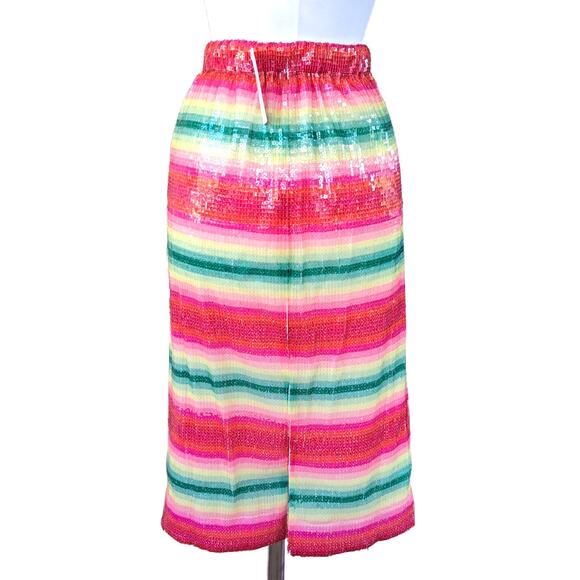NEW J CREW COLLECTION Sequin Rainbow Stripe Midi Skirt Size XXS - Picture 4 of 10
